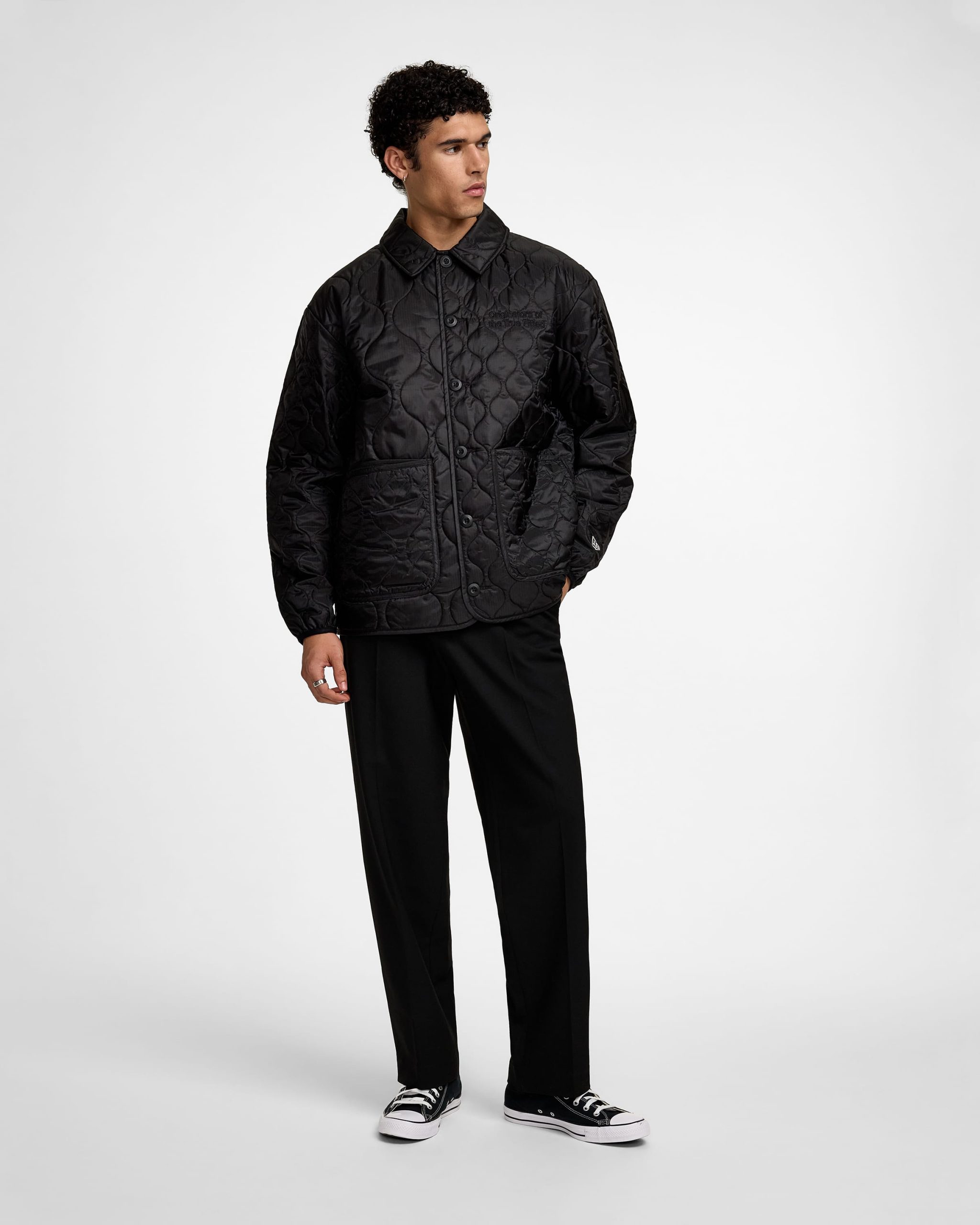 New Era Cap Quilted Button Up Black Jacket - Image 5