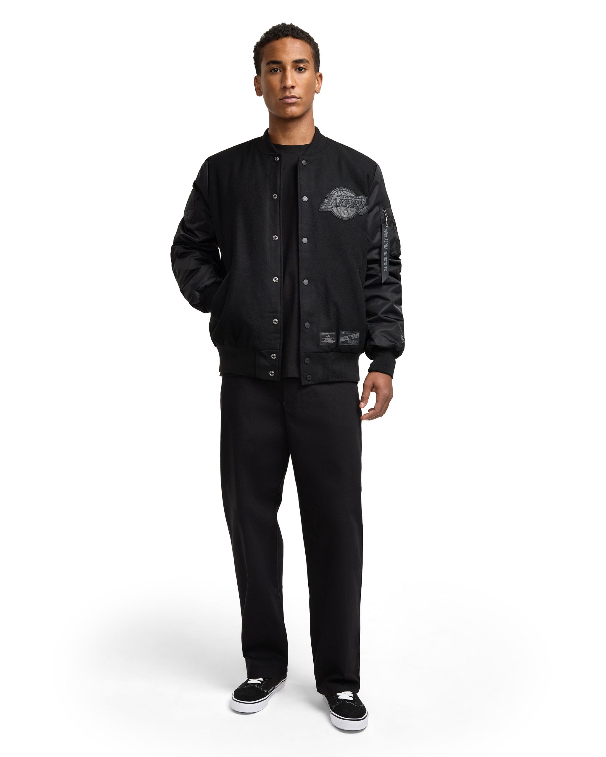 Alpha Industries x Los Angeles Lakers MA-1 Wool Varsity Jacket Black - Image 6