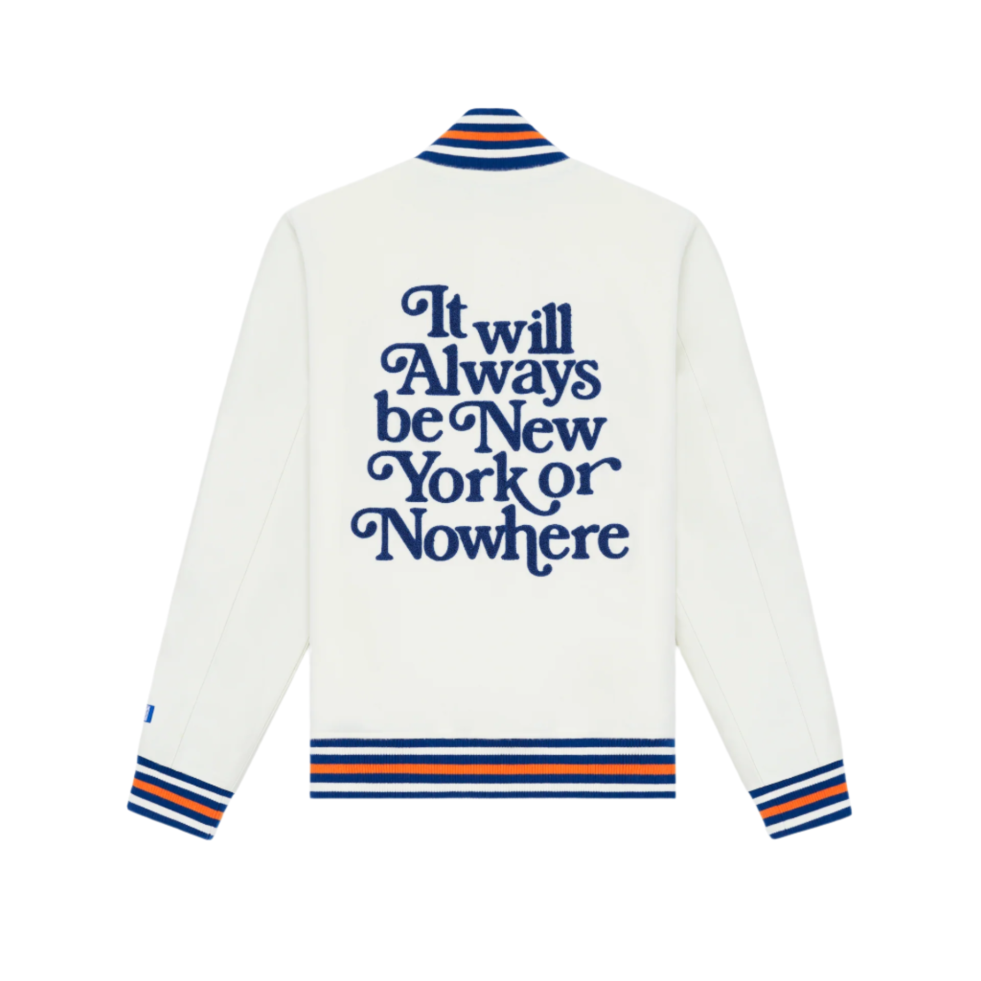 New York or Nowhere x New York Mets Chrome White Motto Varsity Jacket - Image 2