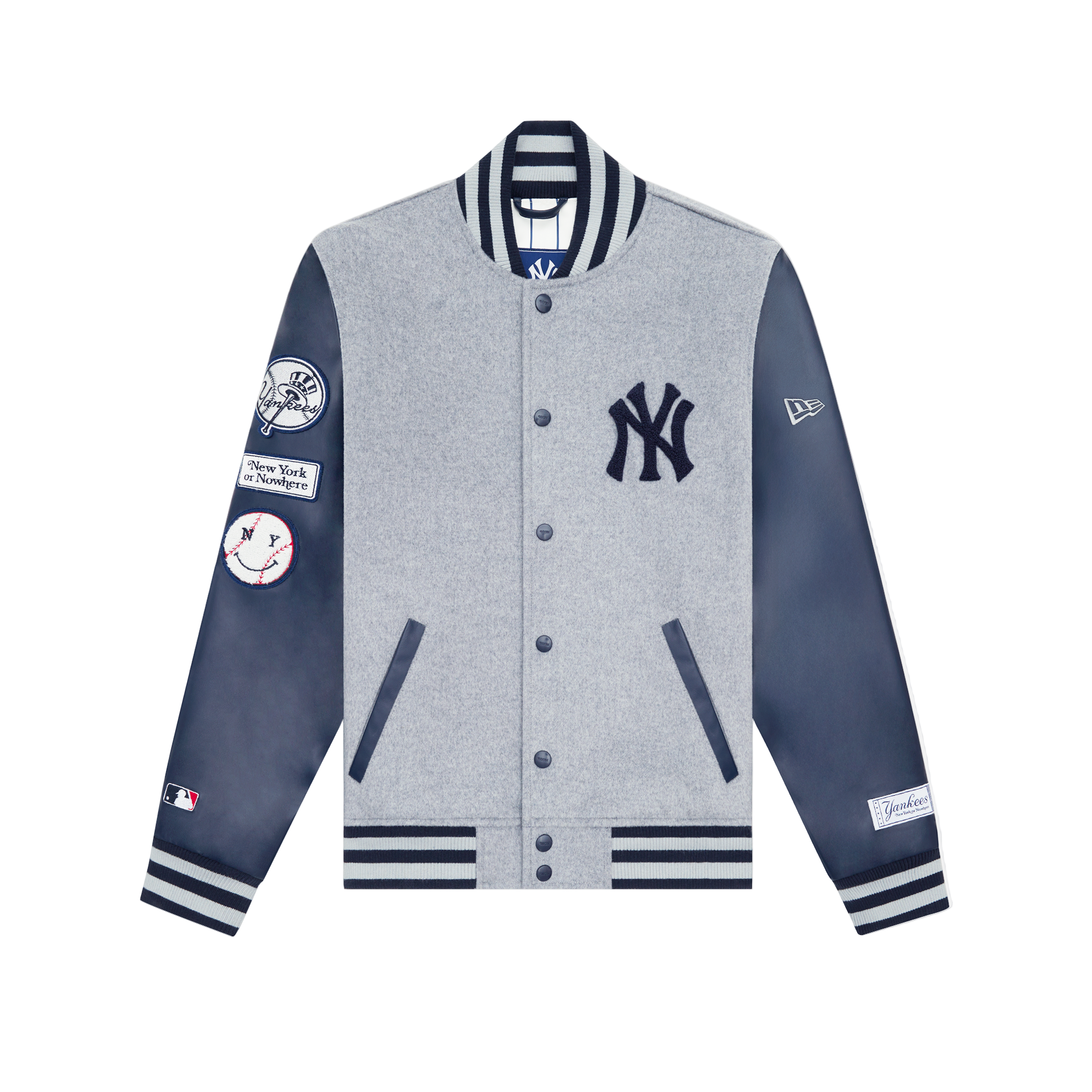 New York or Nowhere x New York Yankees Heather Gray Motto Varsity Jacket